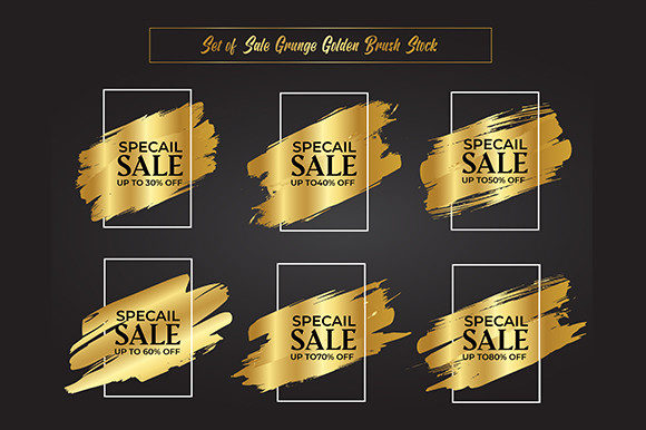 Download Sale Grunge Watercolor Golden Brush Set - Premium Bundle
