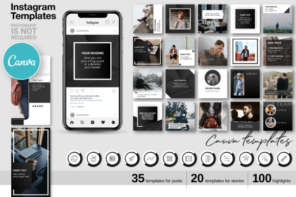 Download Black CANVA Instagram Template Kit 62 - Template kit Collection