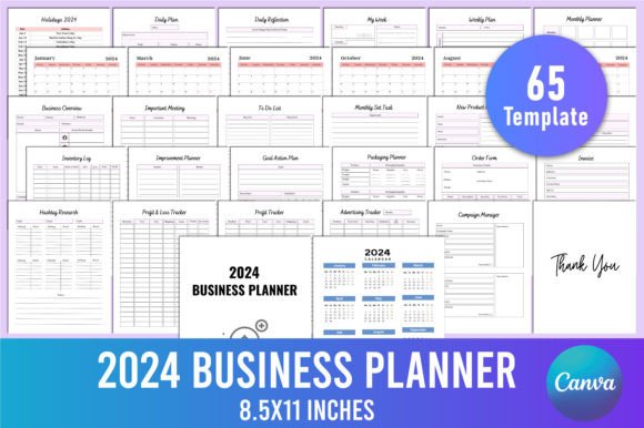 Download Editable 2024 Business Planner Canva - Business Collection