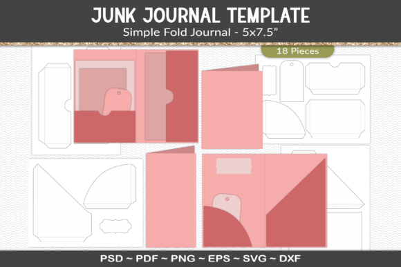 Download JUnk Journal Folio Template Kit - Template kit Collection