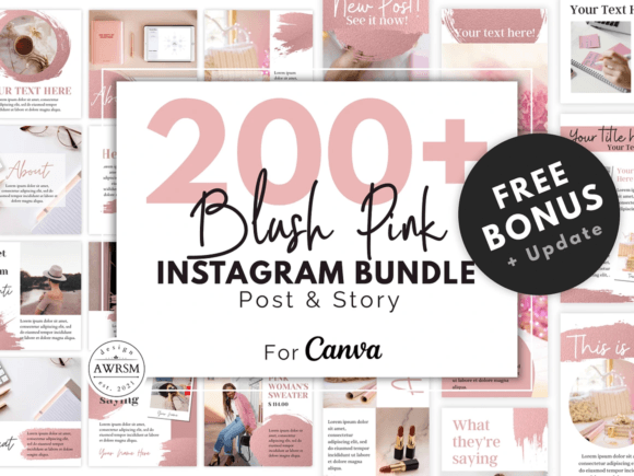 Download 200 Blush Pink Instagram Template Kit - Template kit Collection