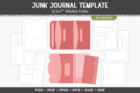 Download Junk Journal Folio Template Kit - Template kit Collection